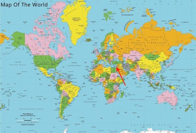 Tel Aviv location on world map