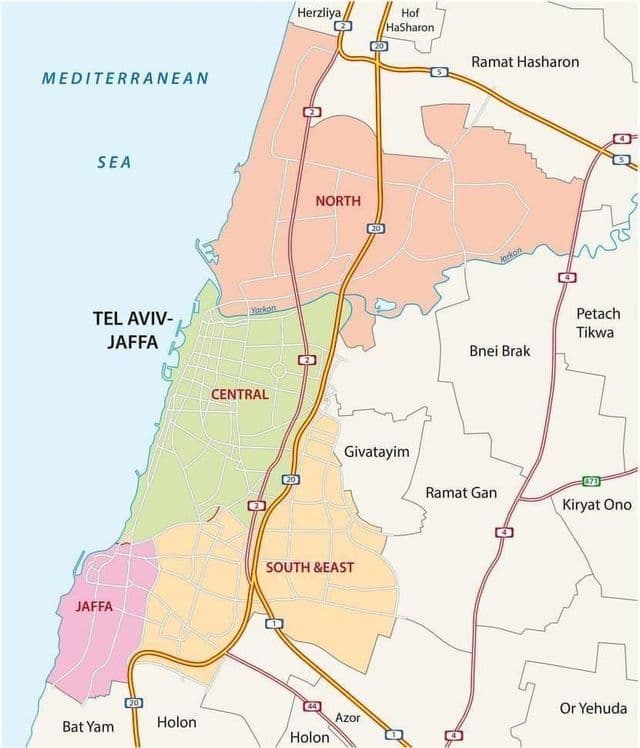 Tel Aviv roads map